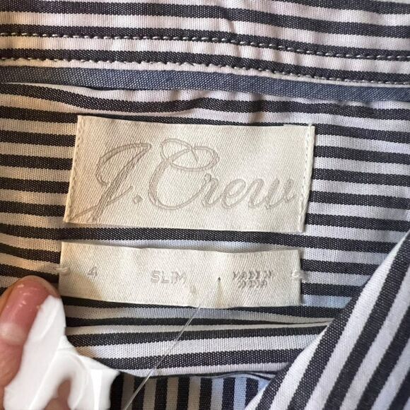 NWT! J. Crew black & white striped button down shirt - Picture 3 of 8
